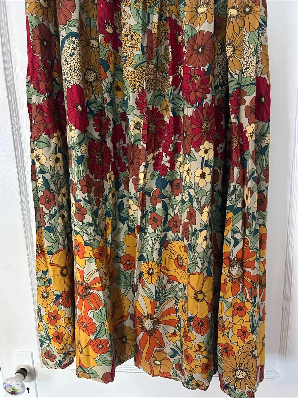 NATURAL LIFE Retro Floral Maxi Skirt in Red, Yellow & Green - Picture 9 of 12
